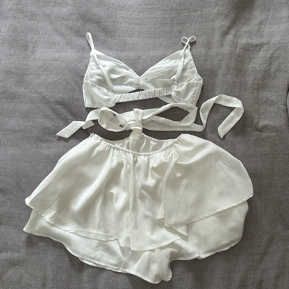 Lulus White Two-Piece Skort Bralette Set - Picture 2 of 3